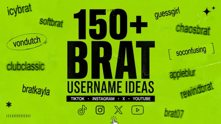 150+ brat username ideas for TikTok, Instagram, X and YouTube on lime green background