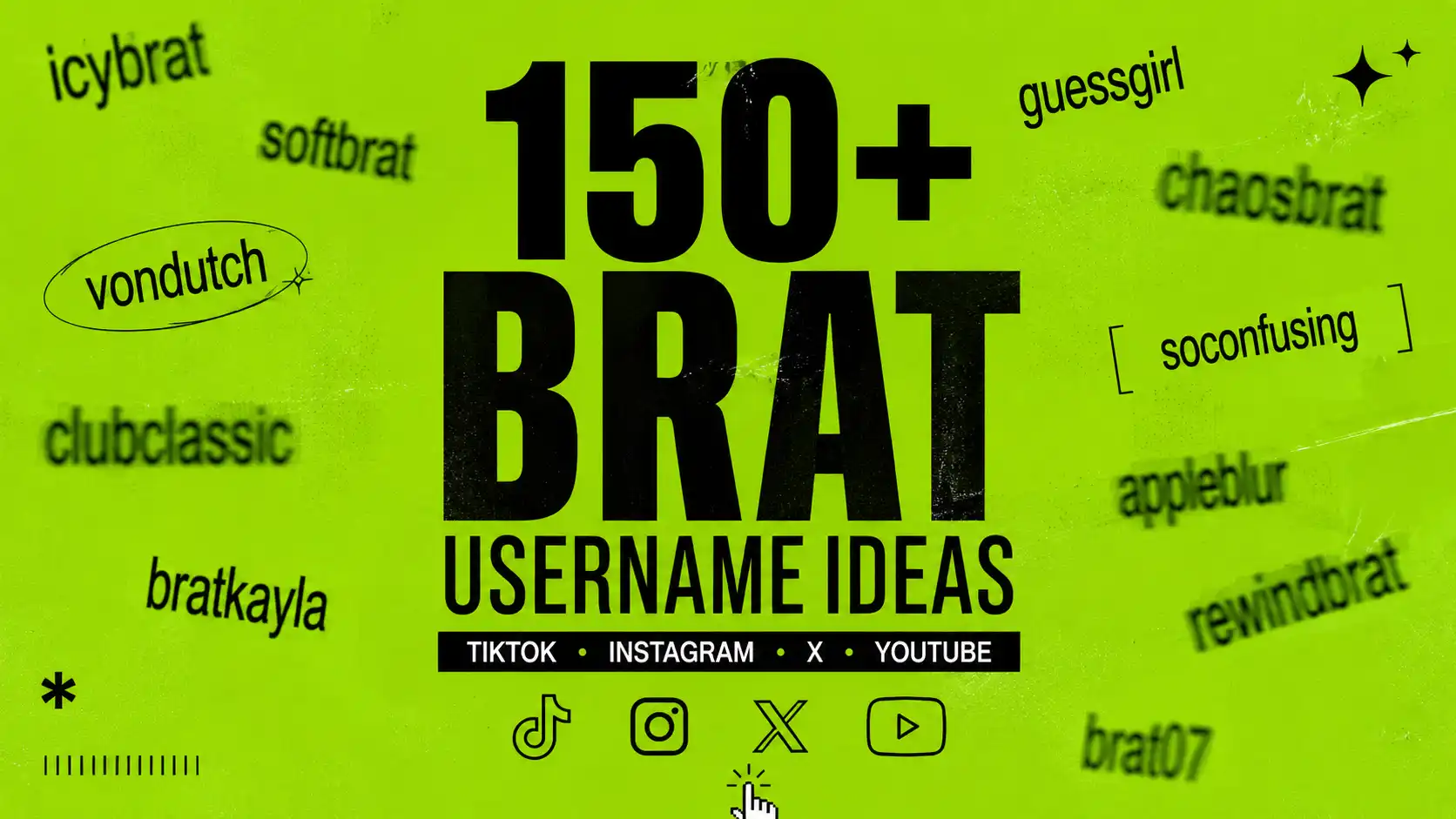 150+ brat username ideas for TikTok, Instagram, X and YouTube on lime green background